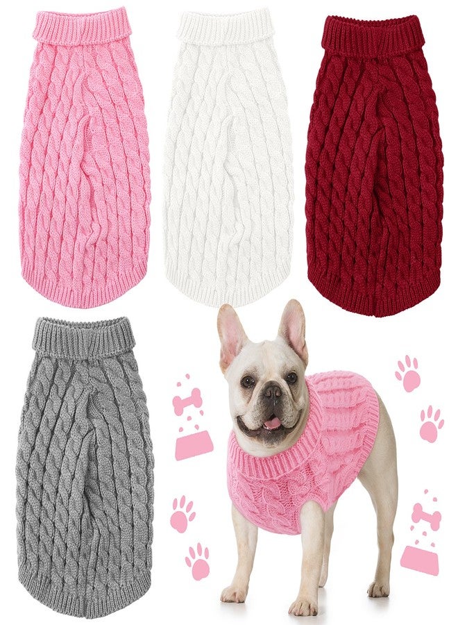 Yeyeplum 4 Pack Dog Sweaters for Small Dogs, Puppy Small Medium Warm Clothe in Winter, Pet Cat Turtleneck Knitted Sweaters Cold Weather for Boy Girl Pet Chihuahua Doggie, Four Colors (S) - Image 1